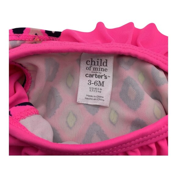 Child Of Mine Baby Girl Swimsuit 3-6M 2 Pc Pink Diamond Print With Ruffle Trim - Picture 3 of 11